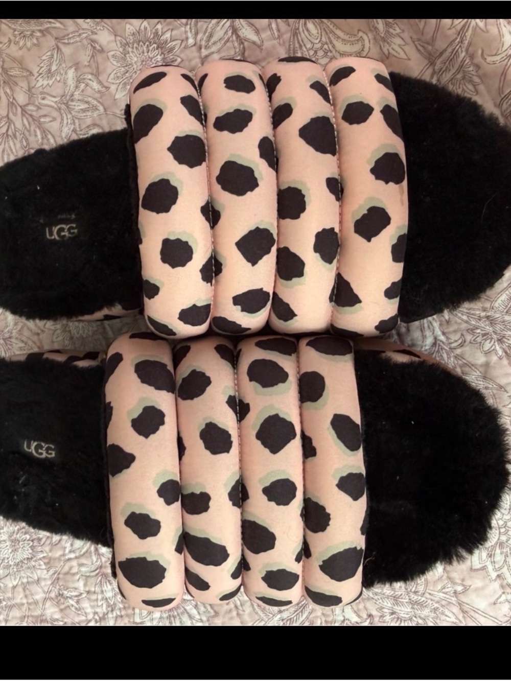 UGG Pink Leopard Print Slide Sandals